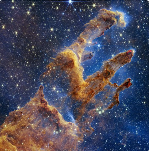 一张通过哈伯太空望远镜拍摄的题为“ 创生之柱”的图片