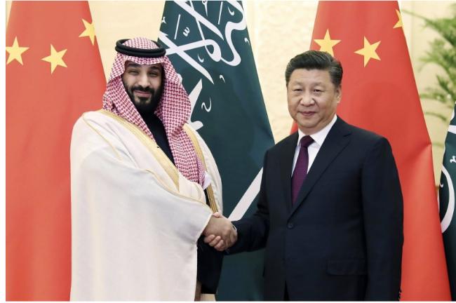 习近平2019年时在北京欢迎来访的沙国王储穆罕默德．沙尔曼